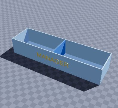Desk name plate with pen tray