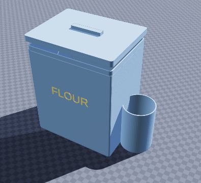 Flour bin with scoop dock