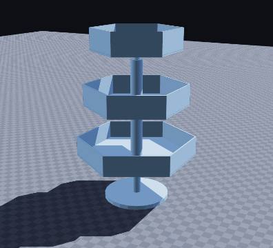 Hexagon three-tier screw-together stand
