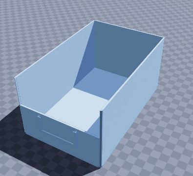 Hopper-front parts bin