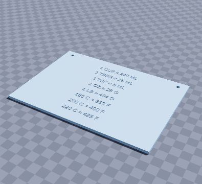 Kitchen conversion chart plaque