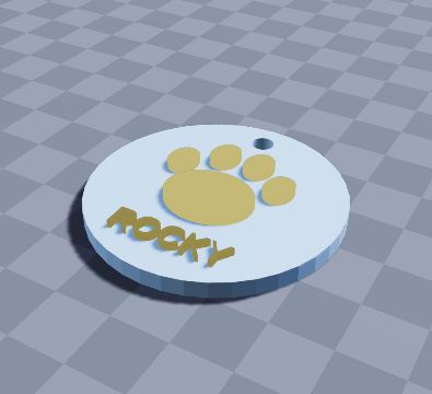 Large round paw pet tag