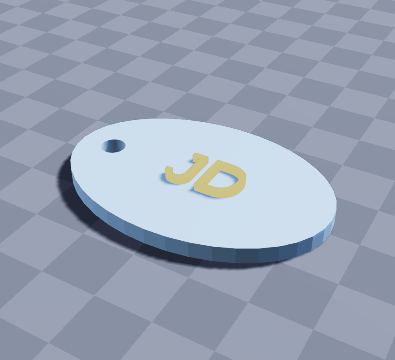 Oval initials keychain
