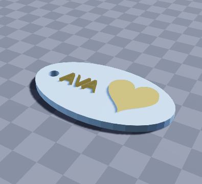 Oval keychain with heart