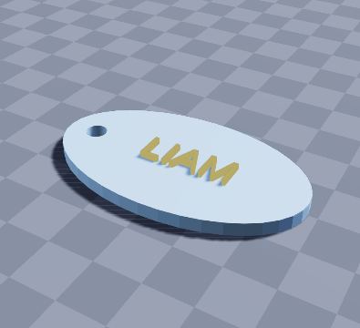 Oval name keychain