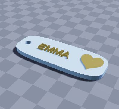 Rectangle name keychain with heart