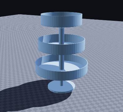 Round three-tier screw-together stand