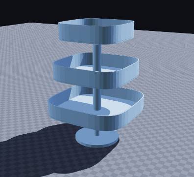 Rounded-square three-tier screw-together stand