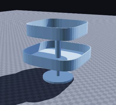Rounded-square two-tier screw-together stand