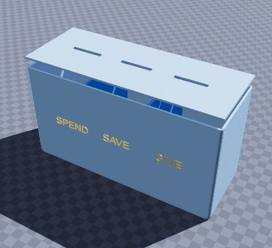 Spend, save, give money box
