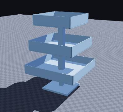 Square three-tier screw-together stand